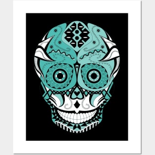 death with a mexican smile ecopop art in floral day of the dead pattern catrina Posters and Art